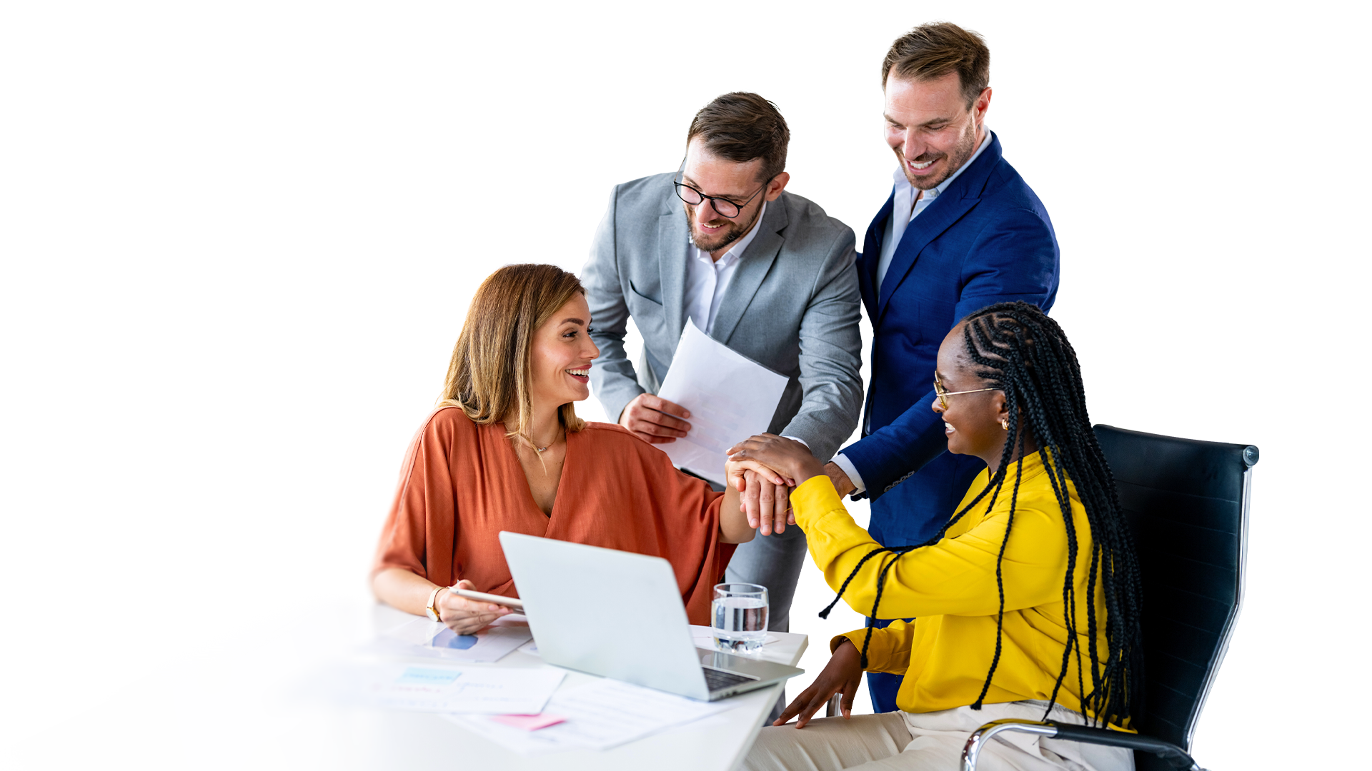 Coworkers talking about the Business Program