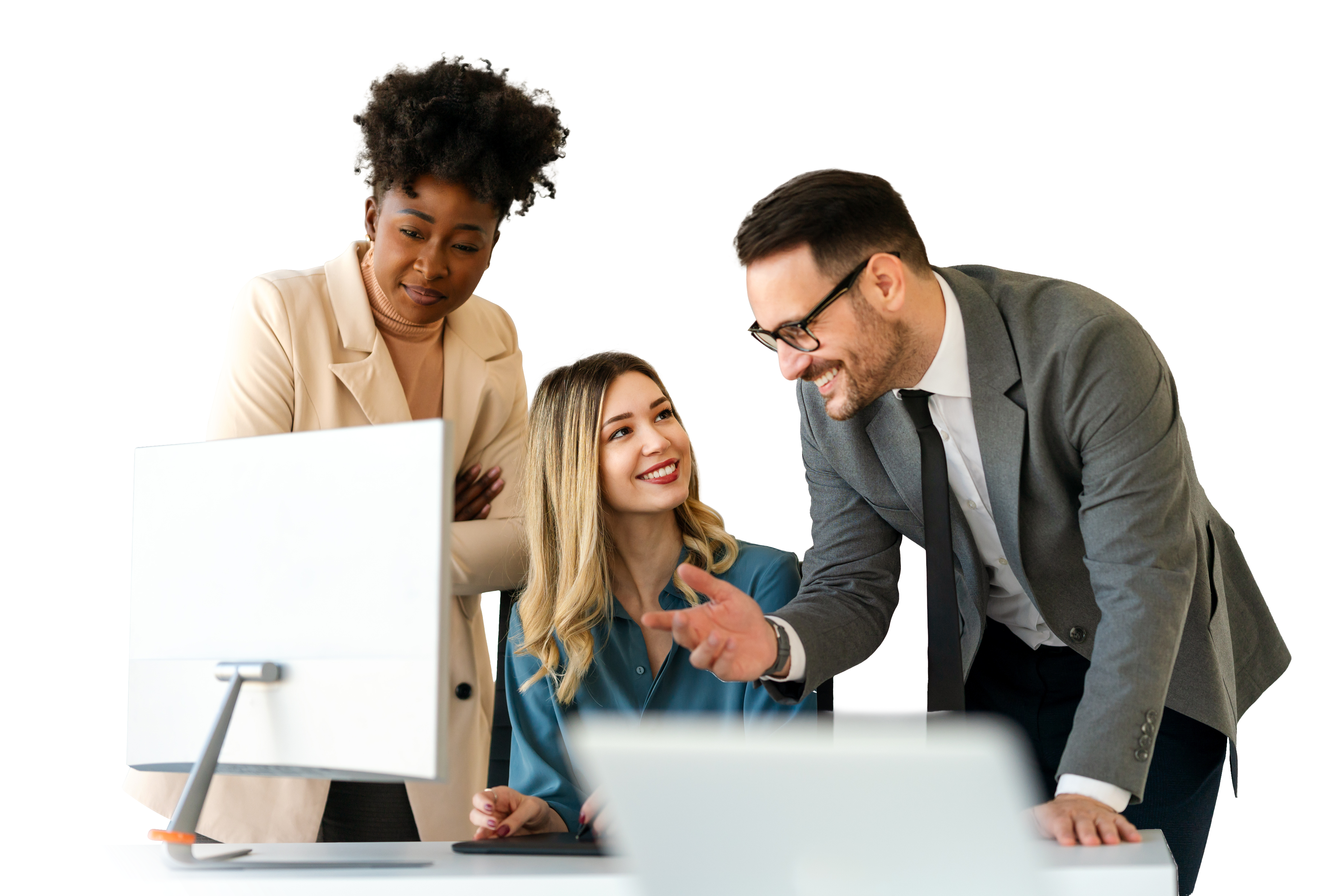 Coworkers talking about the Business Program